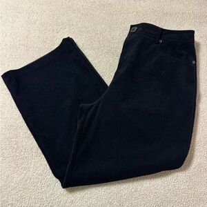 7 For All Mankind Alexa Cropped Corduroy Wide Leg Ankle Pants Navy Blue